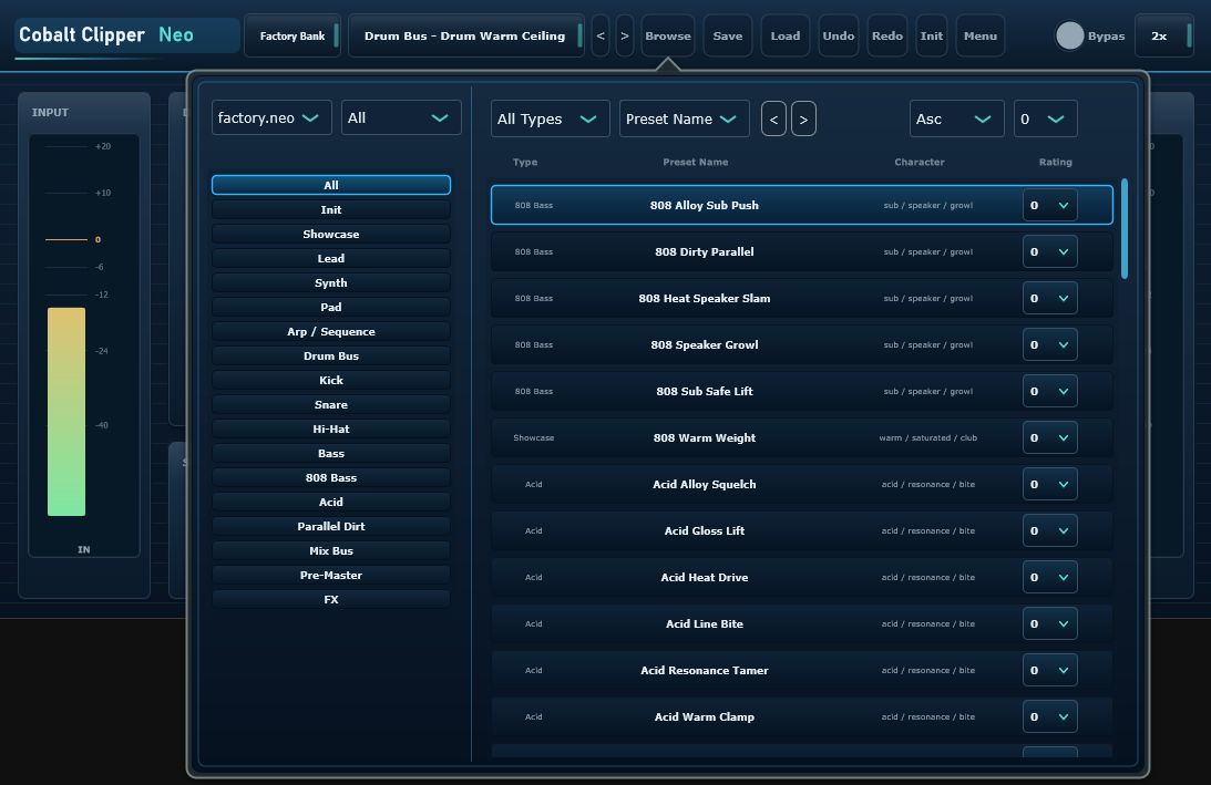 Cobalt Clipper Neo preset browser