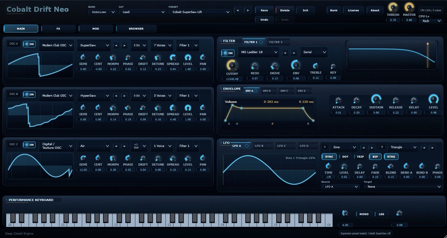 Cobalt Drift Neo interface