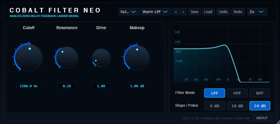 Cobalt Filter Neo interface